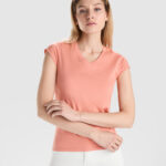 Camiseta Roly CA6646 VICTORIA manga corta mujer cuello pico algodón