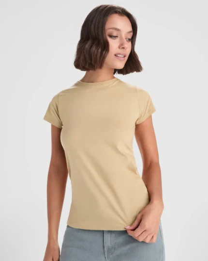 Camiseta CA6683 CAPRI manga corta mujer entallada gran gama de colores color - Arena