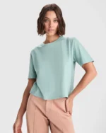 Camiseta CA6687 DOMINICA manga corta talle corto holgado mujer color - Azul Lavado