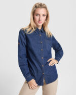 Camisa CM6707 LUJAN WOMAN vaquera manga larga mujer HORECA stretch color - Vaquero
