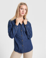 Camisa CM6707 LUJAN WOMAN vaquera manga larga mujer HORECA stretch color - Vaquero
