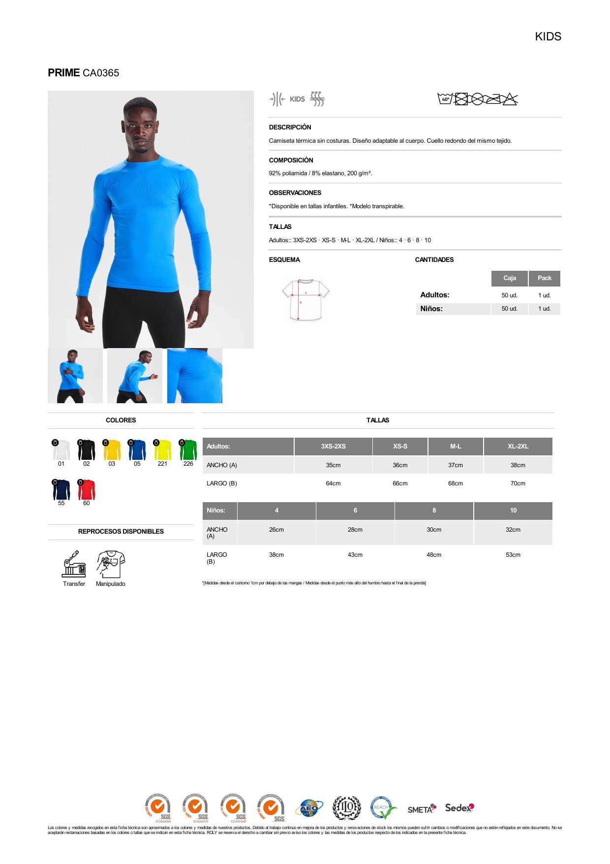 ficha-tecnica-CA0365-2 Camiseta térmica Roly CA0365 PRIME - Imagen 1