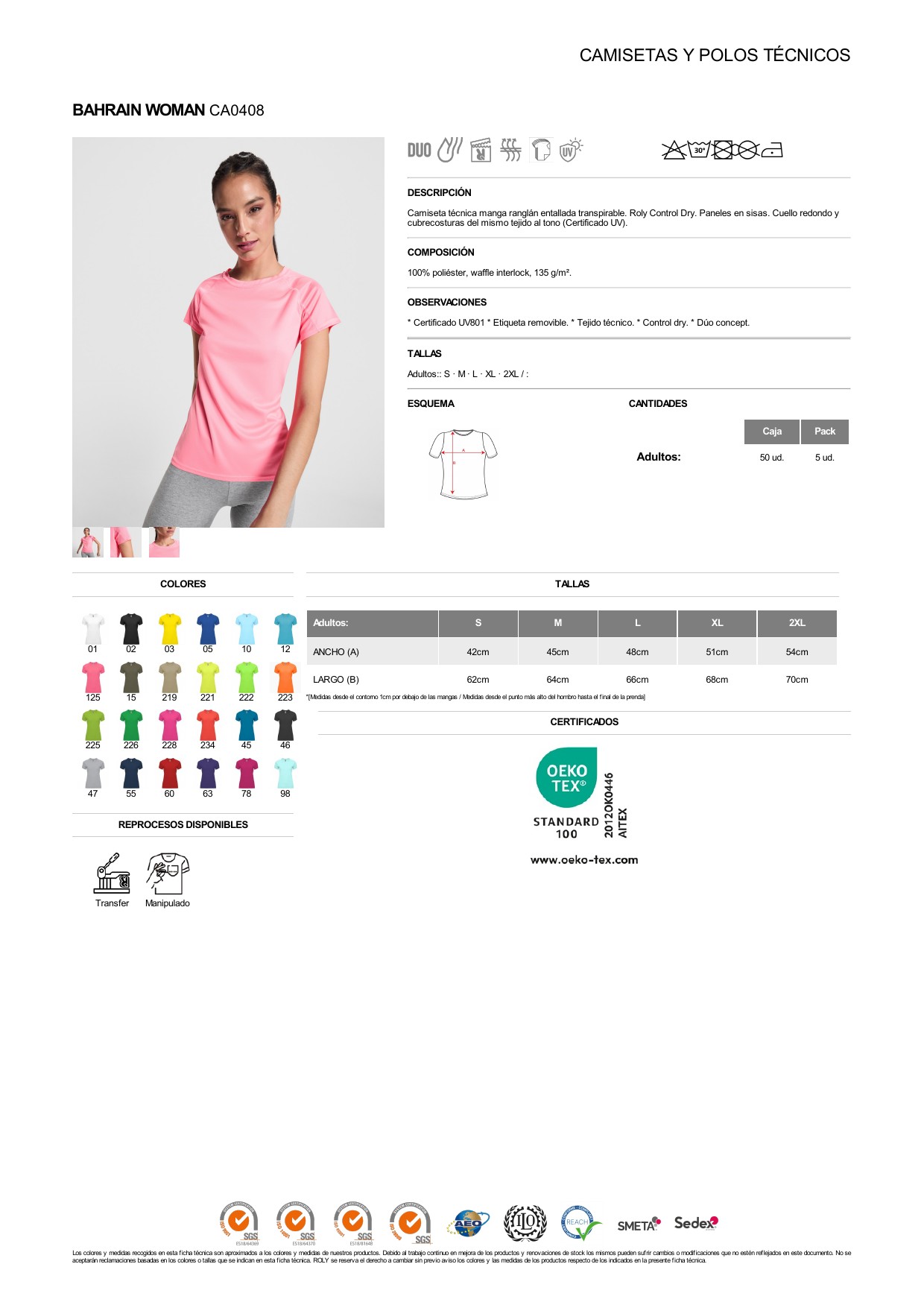 ficha-tecnica-CA0408-2 Camiseta técnica Roly CA0408 BAHRAIN WOMAN - Imagen 1