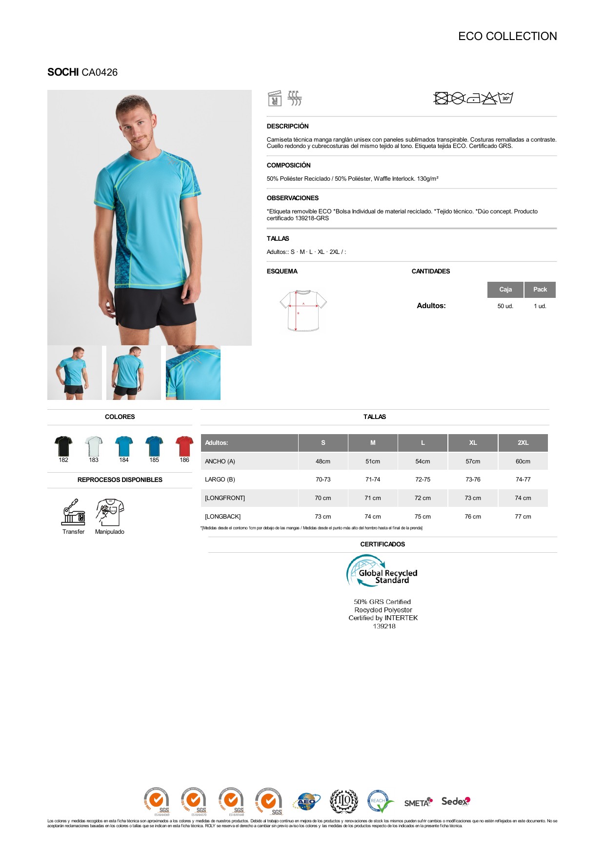 ficha-tecnica-CA0426-2 Camiseta técnica Roly CA0426 SOCHI - Imagen 1