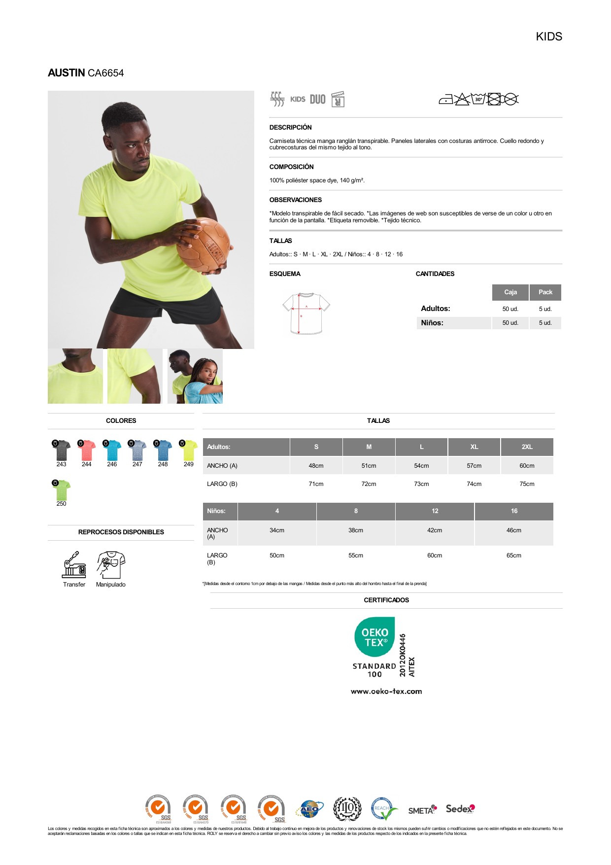 ficha-tecnica-CA6654 Camiseta técnica Roly CA6654 AUSTIN - Imagen 1