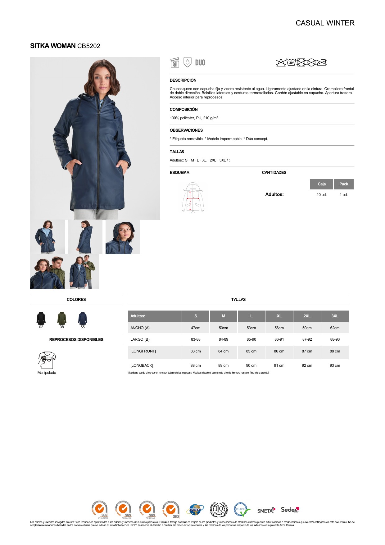 ficha-tecnica-CB5202 Chubasquero Roly CB5202 SITKA WOMAN - Imagen 1