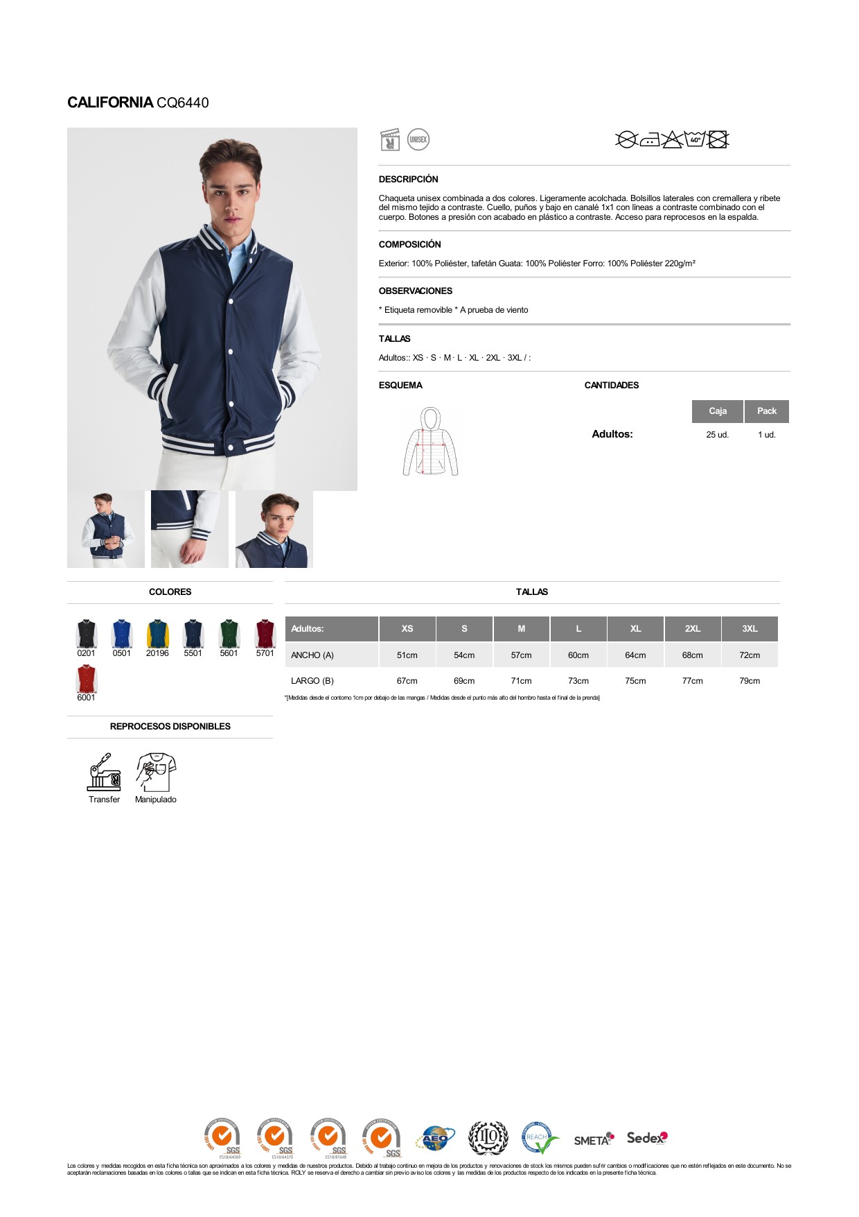 ficha-tecnica-CQ6440 Chaqueta Roly CQ6440 CALIFORNIA - Imagen 1