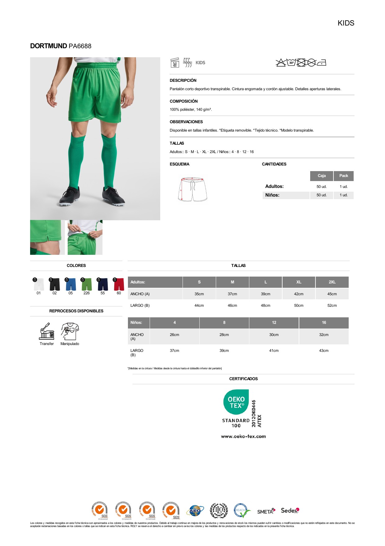 ficha-tecnica-PA6688 Pantalón corto Roly PA6688 DORTMUND - Imagen 1