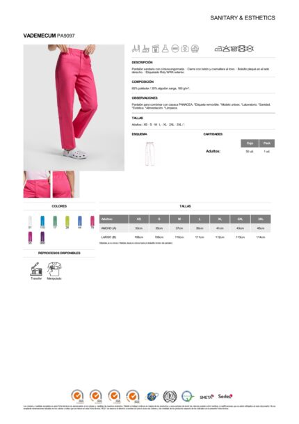 Pantalón Roly PA9097 VADEMECUM sanitario sarga unisex sanidad laboratorio