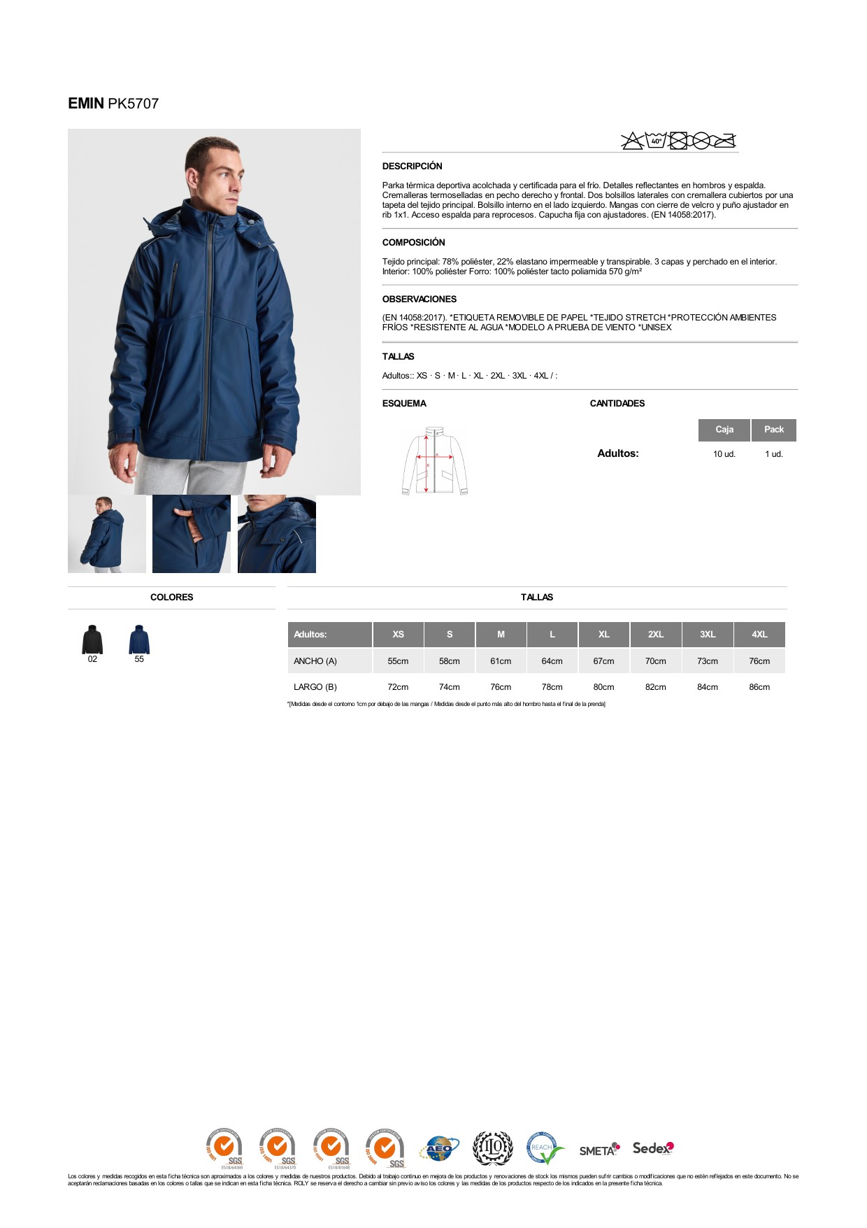 ficha-tecnica-PK5707 Parka térmica deportiva Roly PK5707 EMIN - Imagen 1