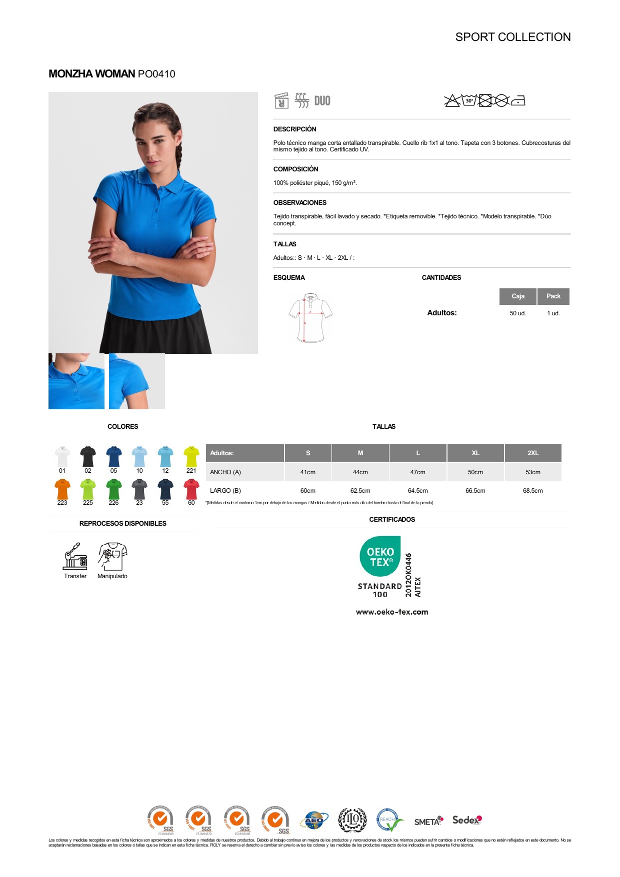 ficha-tecnica-PO0410 Polo técnico Roly PO0410 MONZHA WOMAN - Imagen 1