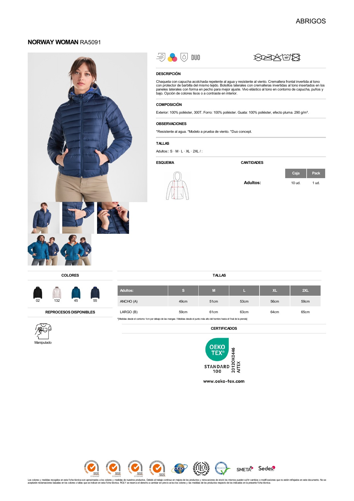 ficha-tecnica-RA5091 Cortavientos Roly RA5091 NORWAY WOMAN - Imagen 1