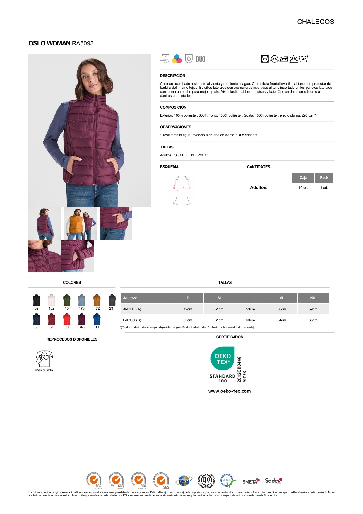 ficha-tecnica-RA5093 Chaleco Roly RA5093 OSLO WOMAN - Imagen 1