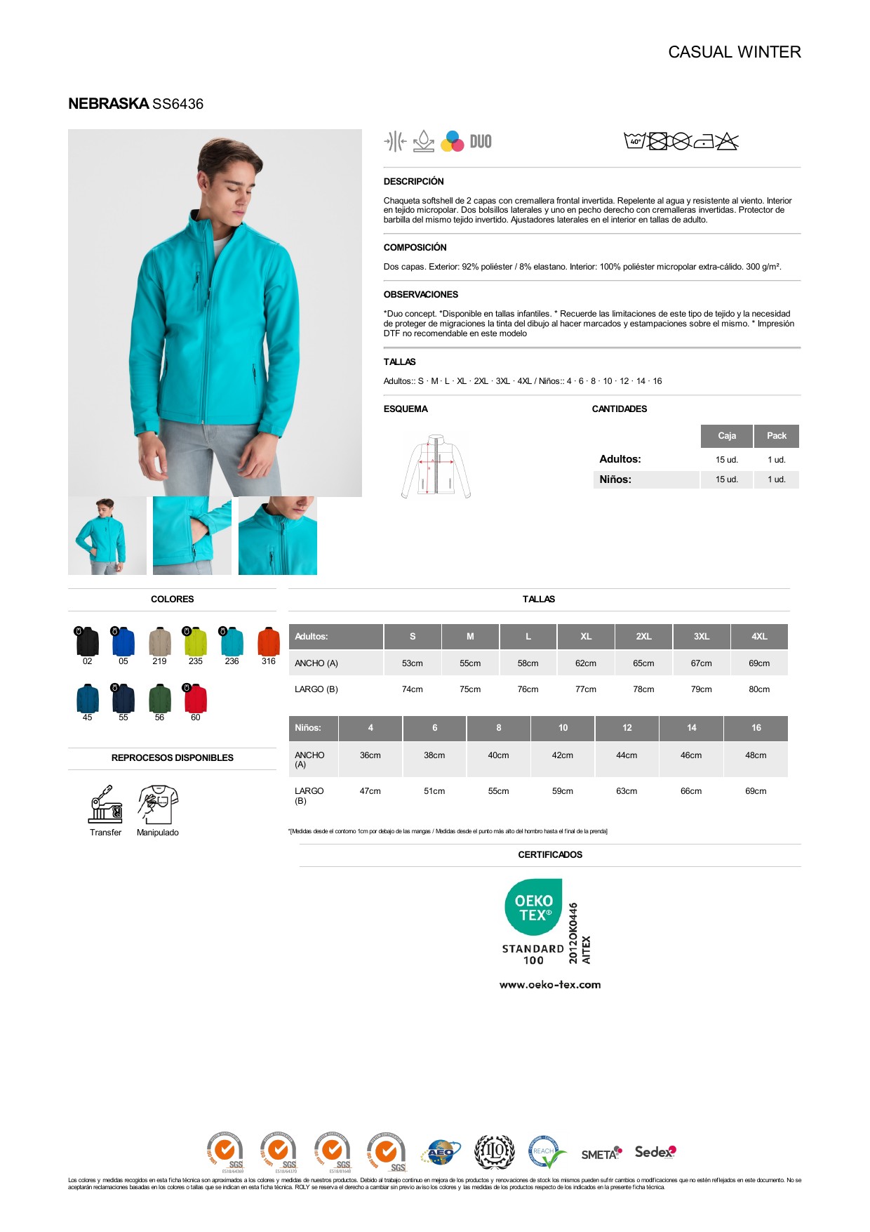 ficha-tecnica-SS6436 Chaqueta Softshell Roly SS6436 NEBRASKA - Imagen 1