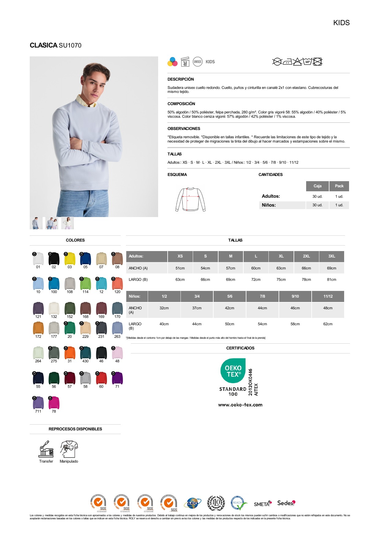 ficha-tecnica-SU1070 Sudadera Roly SU1070 CLASICA - Imagen 1