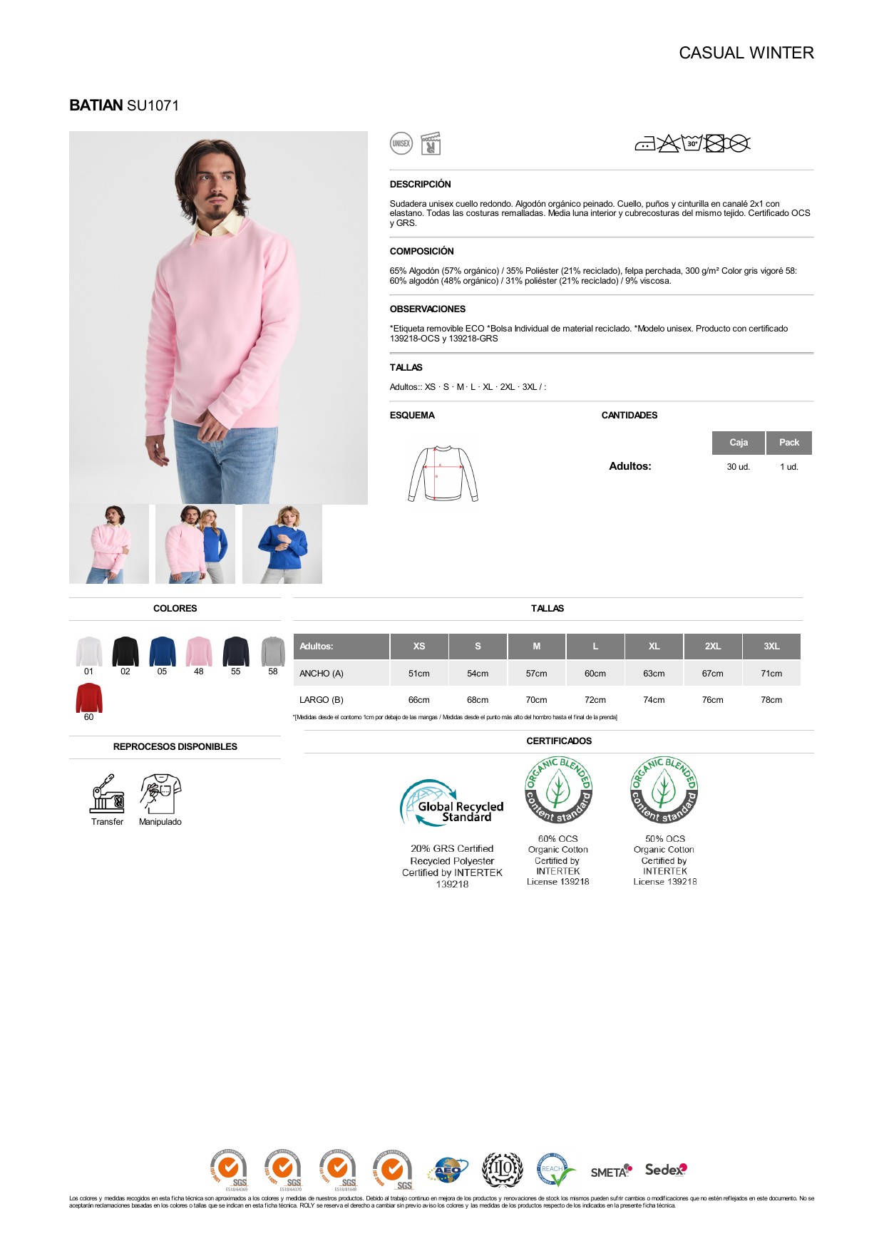 ficha-tecnica-SU1071 Sudadera Roly SU1071 BATIAN - Imagen 1