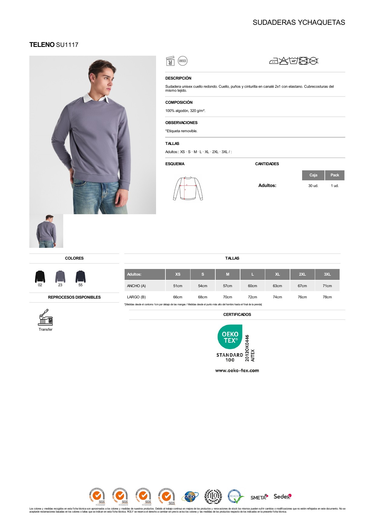 ficha-tecnica-SU1117 Sudadera Roly SU1117 TELENO - Imagen 1