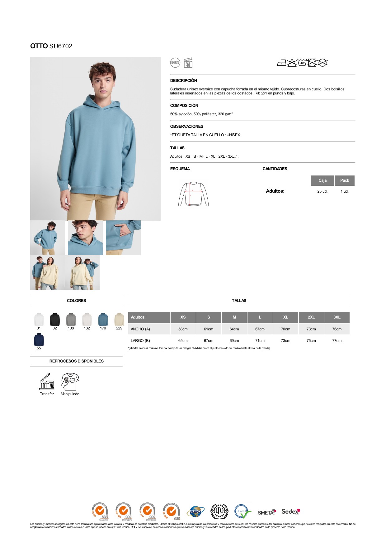 ficha-tecnica-SU6702 Sudadera Roly SU6702 OTTO - Imagen 1