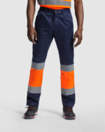 Pantalón HV9300 NAOS Alta Visibilidad color marino/naranja fluor