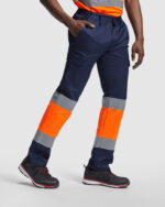 Pantalón HV9300 NAOS Alta Visibilidad color marino/naranja fluor