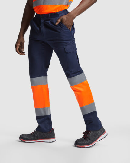 Pantalón HV9300 NAOS Alta Visibilidad color marino/naranja fluor
