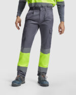 Pantalón HV9301 SOAN Alta Visibilidad color plomo/amarillo fluor