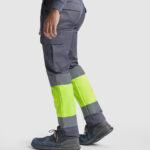 Pantalón HV9301 SOAN Alta Visibilidad color plomo/amarillo fluor