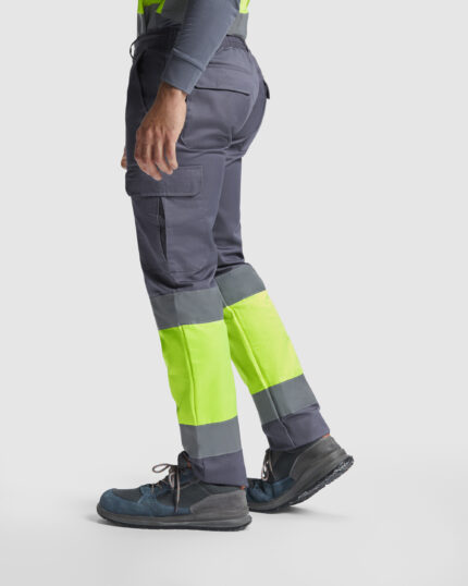 Pantalón HV9301 SOAN Alta Visibilidad color plomo/amarillo fluor