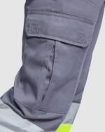 Pantalón HV9301 SOAN Alta Visibilidad color plomo/amarillo fluor