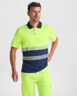 Polo HV9315 VEGA Alta Visibilidad color marino/amarillo fluor