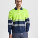 Polo HV9316 VEGA LS Alta Visibilidad color marino/amarillo fluor
