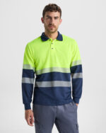 Polo HV9316 VEGA LS Alta Visibilidad color marino/amarillo fluor