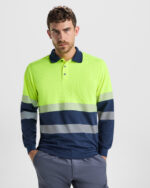Polo HV9316 VEGA LS Alta Visibilidad color marino/amarillo fluor