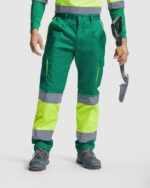 Pantalón HV9321 ENIX Alta Visibilidad color verde jardín/amarillo fluor