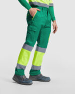 Pantalón HV9321 ENIX Alta Visibilidad color verde jardín/amarillo fluor
