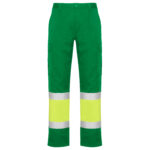 Pantalón HV9300 NAOS Alta Visibilidad color verde jardín/amarillo fluor
