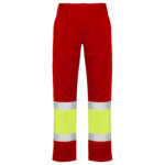 Pantalón HV9300 NAOS Alta Visibilidad color rojo laboral/amarillo fluor