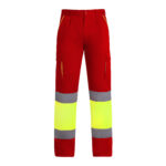 Pantalón HV9321 ENIX Alta Visibilidad color rojo laboral/amarillo fluor